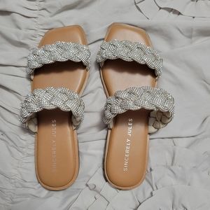 Silver braided sandals size 8 new without tags,  never worn.